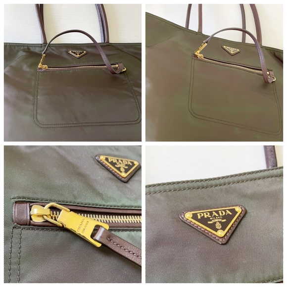 Prada brown Tessuto nylon and nappa leather gold hardware shoulder tote bag - Picture 3 of 11